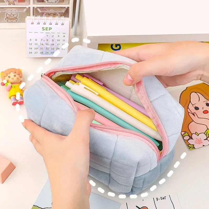 Large Solid Fur Cosmetic Storage Bag Women Zipper Makeup Organizer Handbag Stationery Pencil Case Travel Make Up Toiletry Punch Peaceful Pleasures Health and Wellness