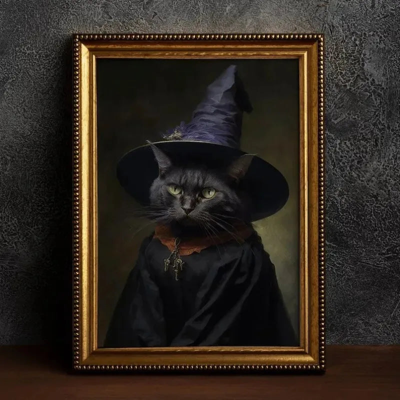 Victorian Dark Academia Witch Gothic Animals Raven Bat Rat King Black Cat Poster Canvas Painting Wall Art Pictures Home Decor Peaceful Pleasures Health and Wellness