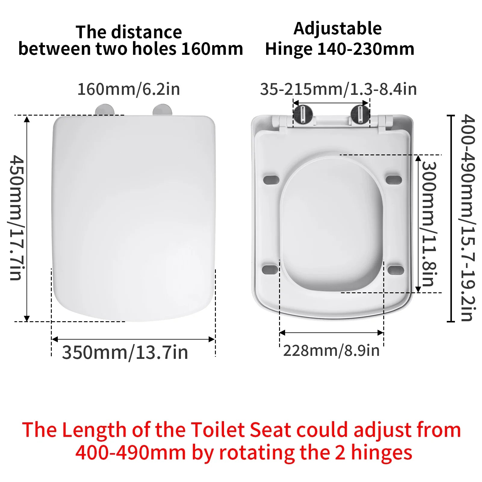 Square Slow-Close Toilet Seat Lid Cover Set Quick Release Thicken Replacement Universal Easy Installation For Home Peaceful Pleasures Health and Wellness