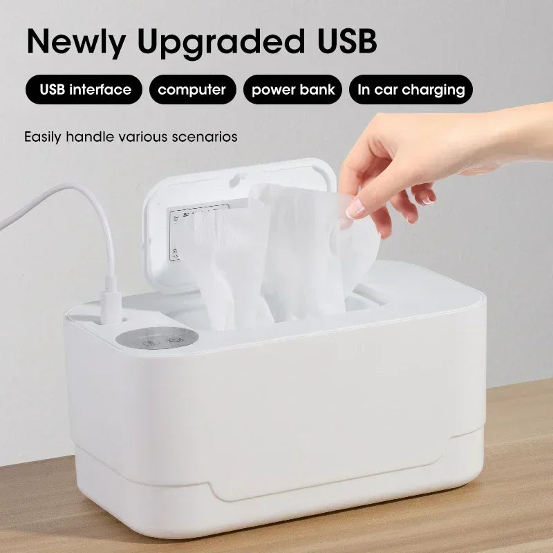 Portable Baby Wipe Warmer 2-in-1 Heated Towel Dispenser with LED Display Heating Box for Home Car Travel Accessories Peaceful Pleasures Health and Wellness