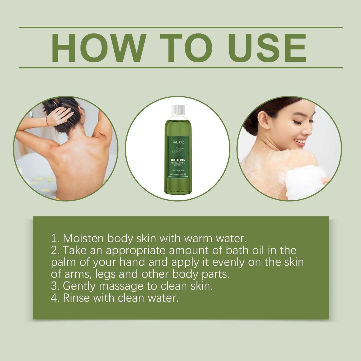 Eelhoe Olive Bath Oil – Moisturizing Shower Oil for Dry Skin