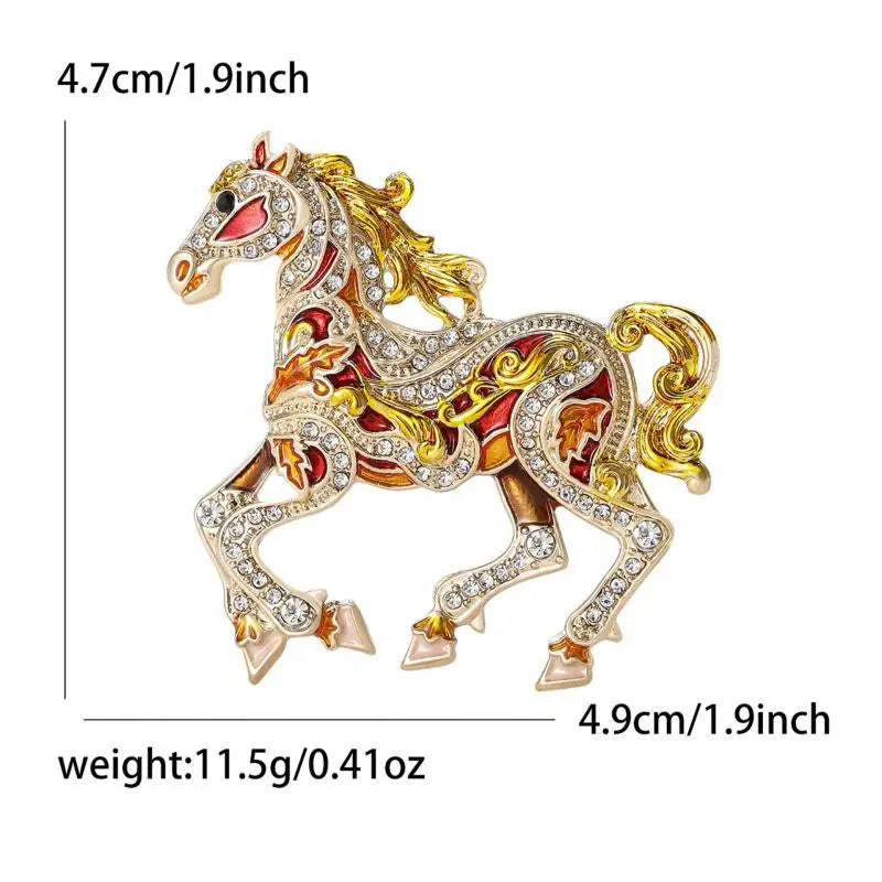 Enamel Horse Brooch | Vintage Zodiac Lapel Pin for Men & Women