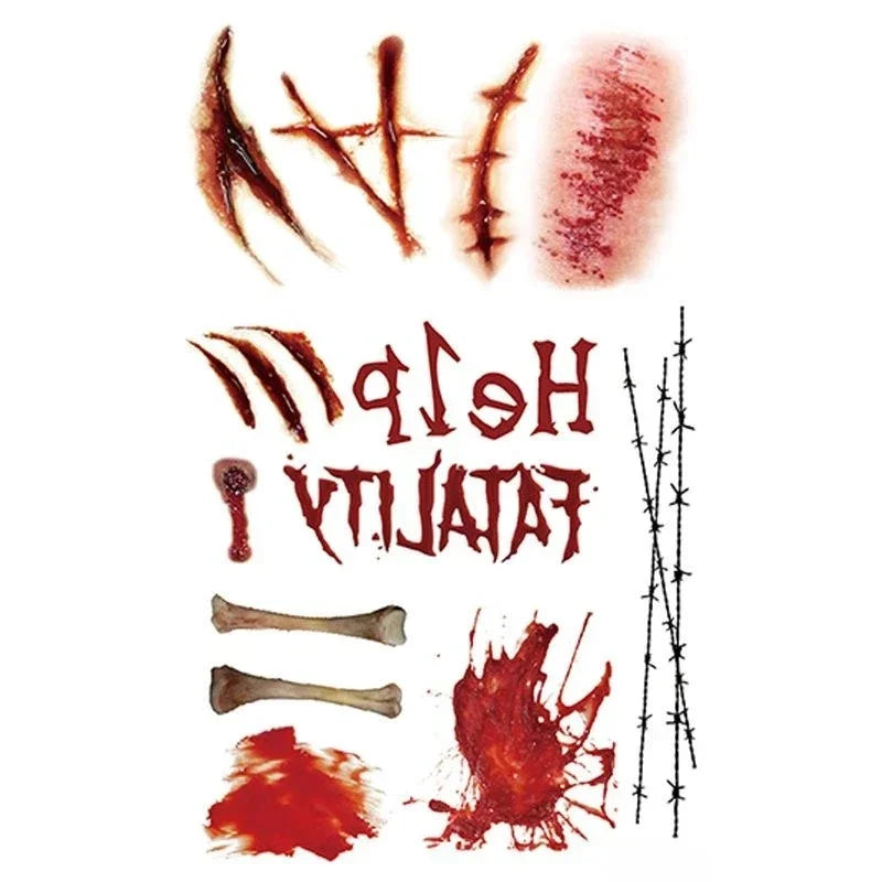 Halloween Horror Temporary Tattoos – Bloody Scar & Wound Stickers