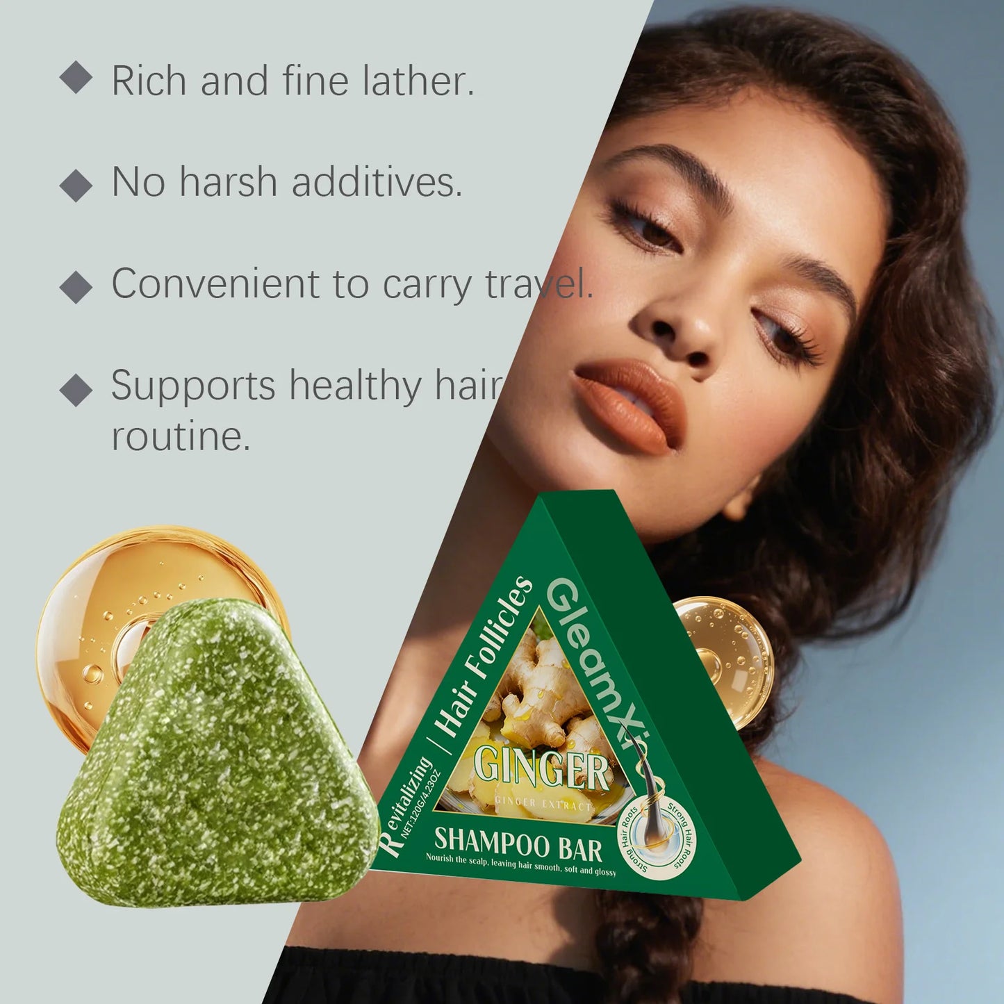 Gleamxi Ginger Shampoo Bar | Hair Growth & Anti Hair Loss