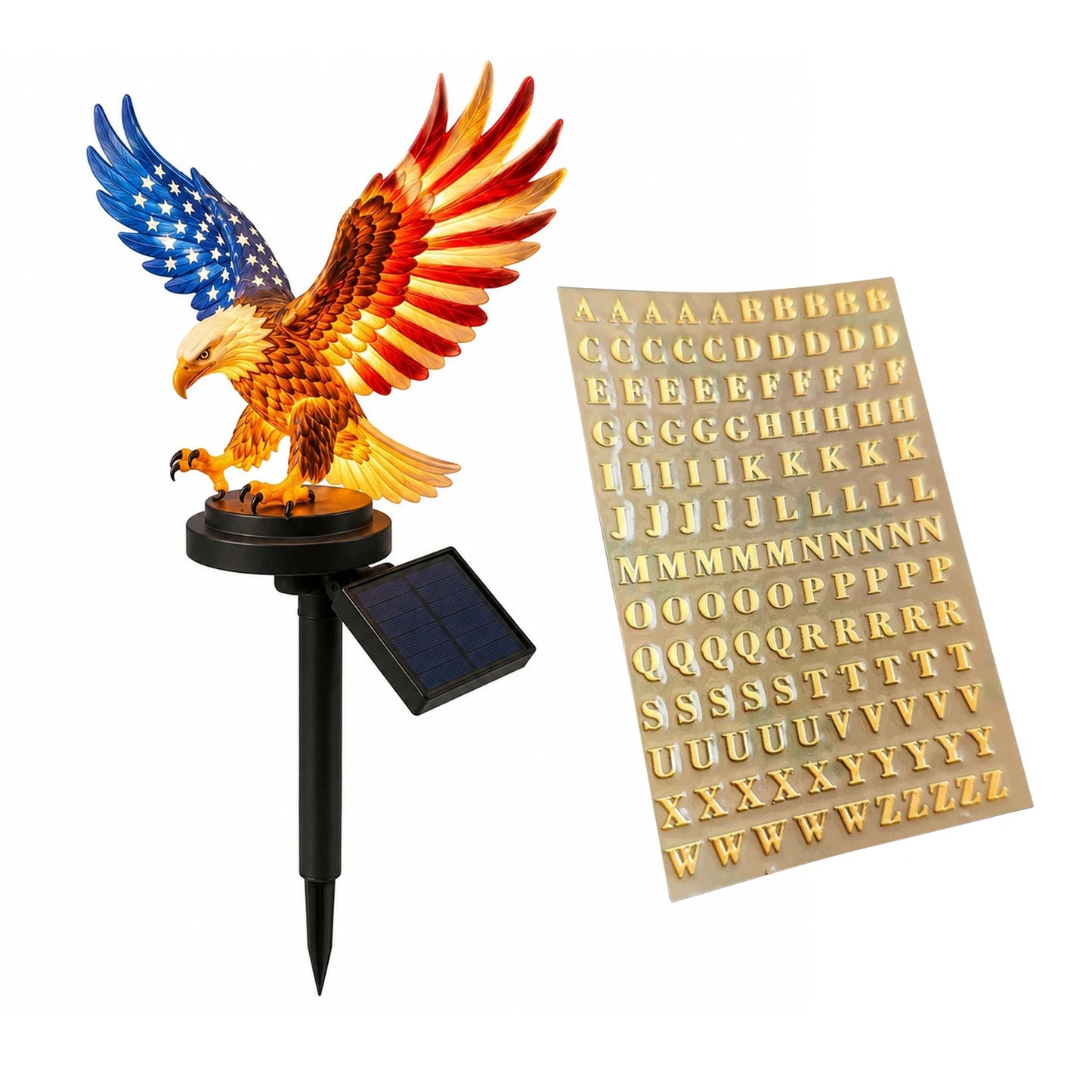 Solar Powered LED Garden Eagle Lamp Patriotic Memorial Day Light Decor for 4th of July Decorations Outdoor Memorial Day Peaceful Pleasures Health and Wellness A