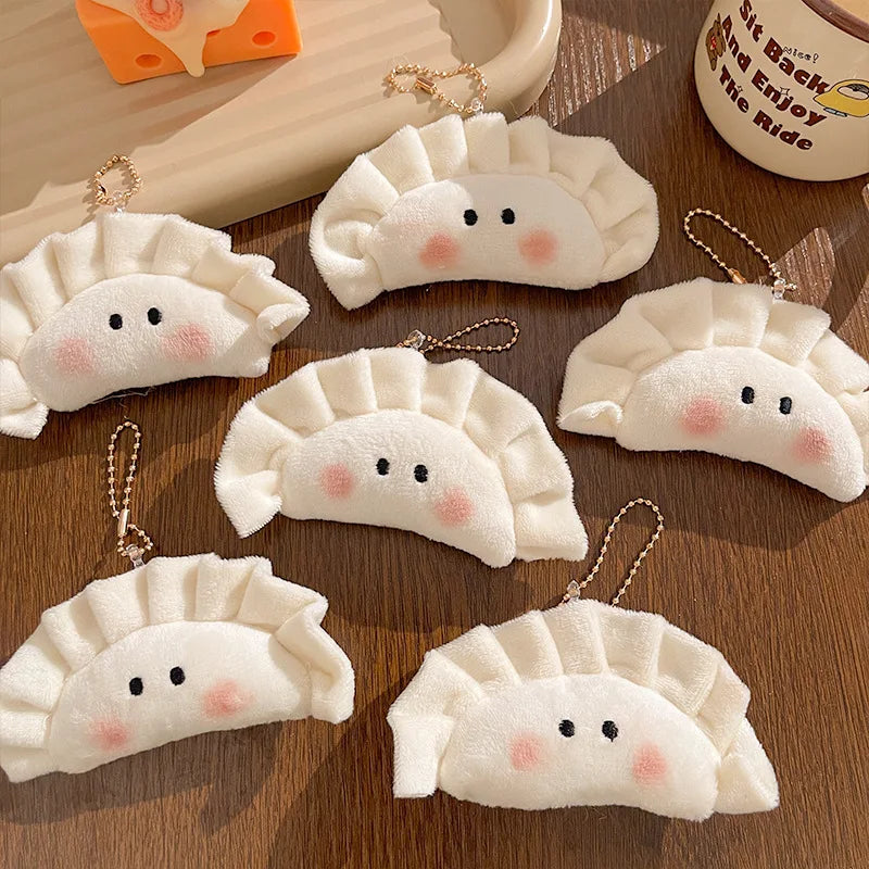 Cute Dumpling Pendant Key Ring Plush Keychain Soft Stuffed Keyrings
