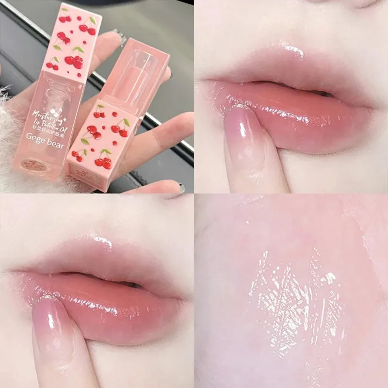 Cherry Hydrating Lip Balm and Lip Oils Set Gege Bear Light Moisturizing Soothing Nourishing and Tender Lips Care For Winter Use Peaceful Pleasures Health and Wellness
