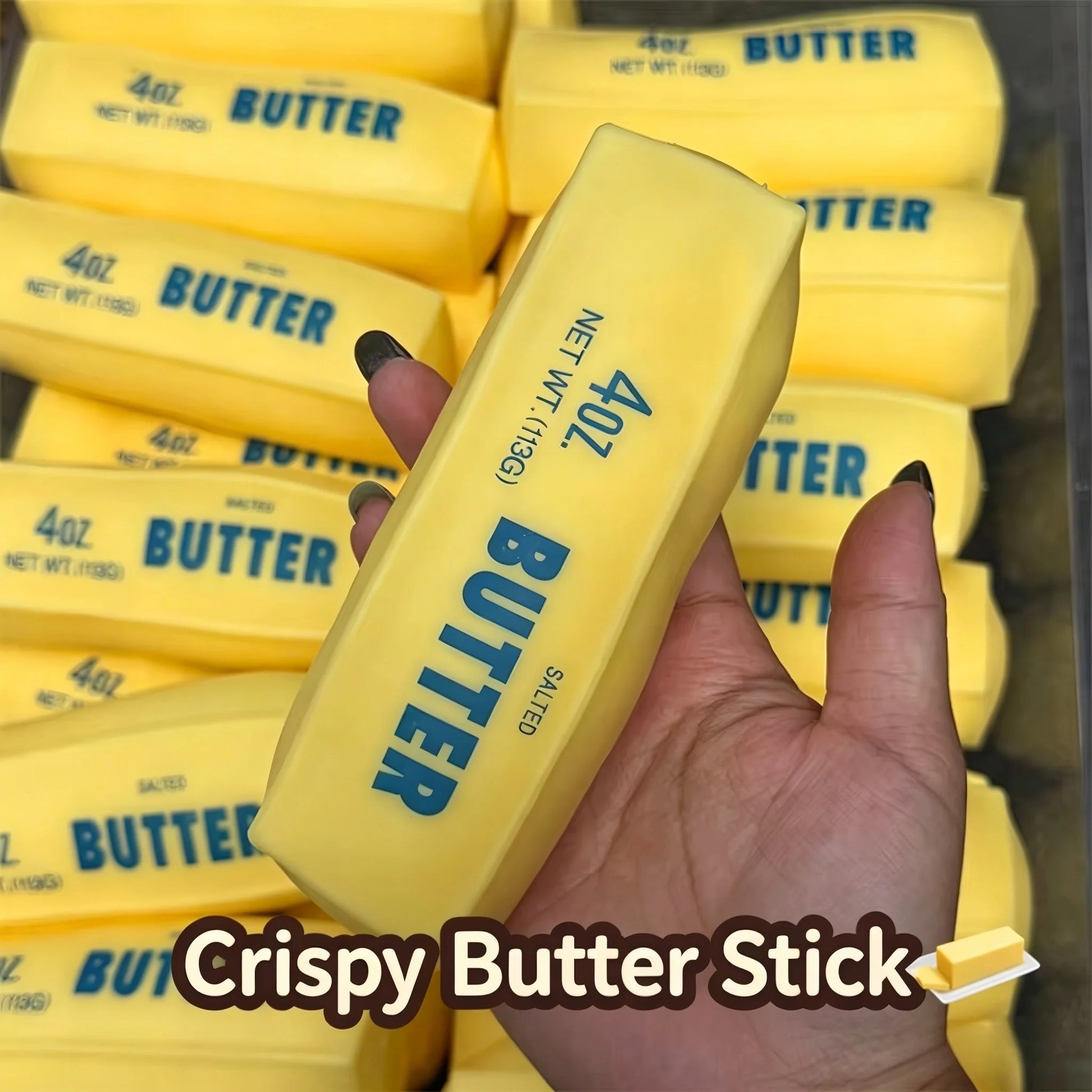 Butter Stick Squishy Stress Ball ADHD Fidget Toy Crunchy Squeeze Toy Round Blocks Filled ASMR Anti Stress Release Hand Gift Toy Peaceful Pleasures Health and Wellness