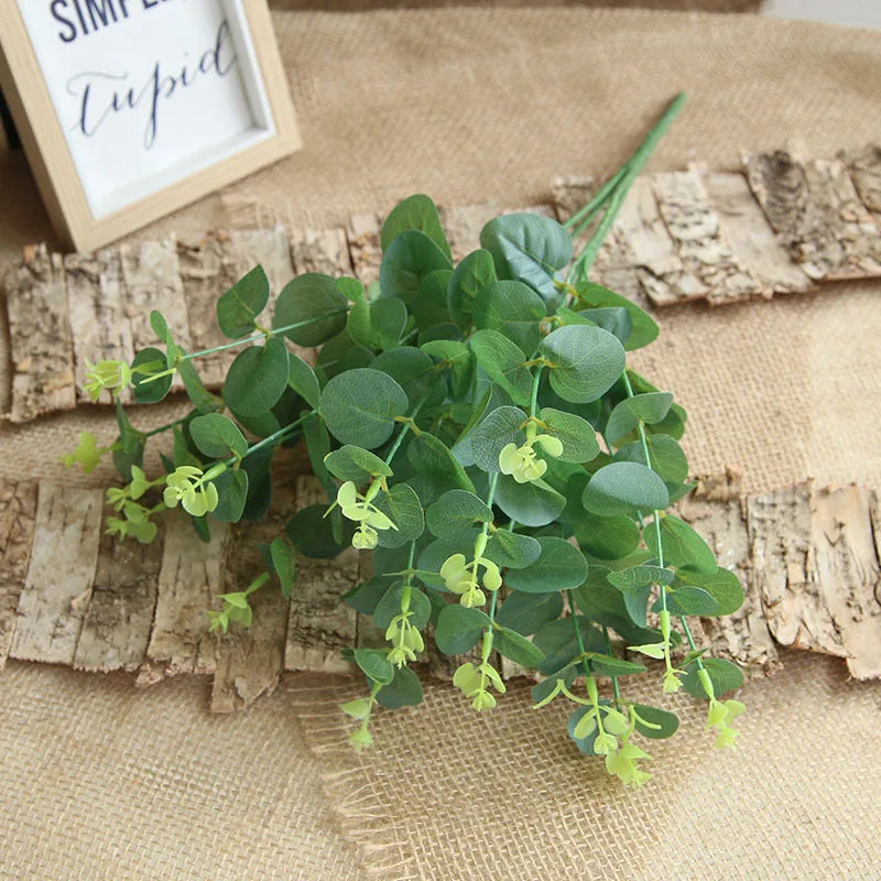 Silk Artificial Willow Bouquet | Fake Green Leaves for Home & Wedding