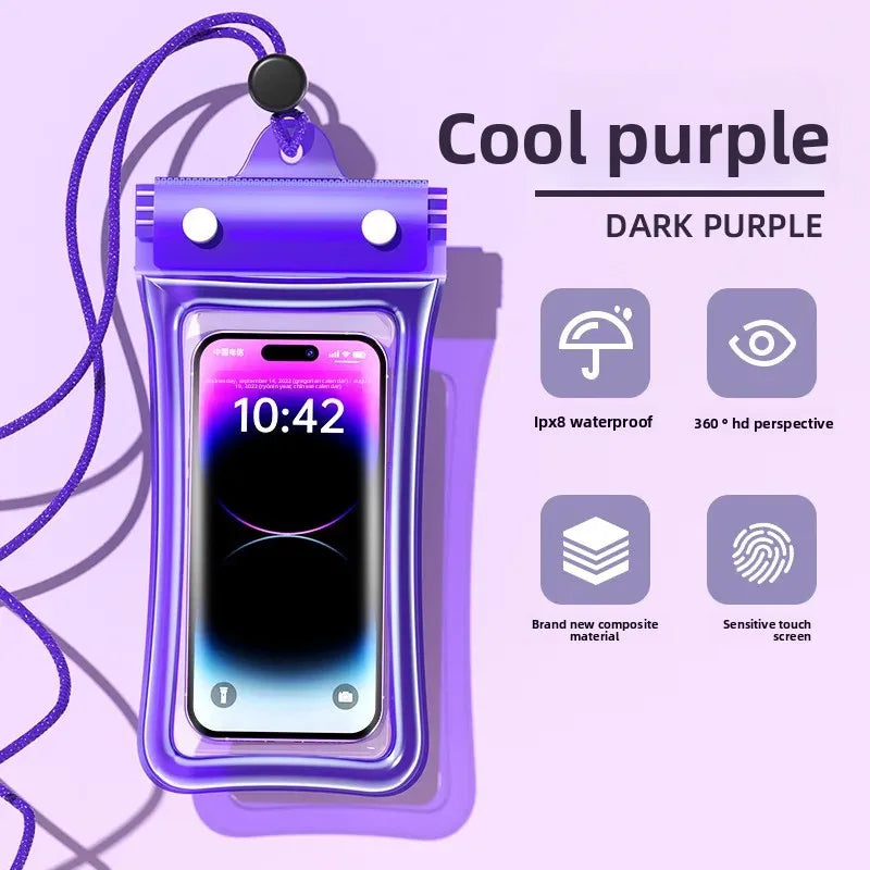 waterproof smartphone case cellphone pouch phone armbands and pouches waterproof phone bag floating phone case under water Peaceful Pleasures Health and Wellness Purple(7 inch)