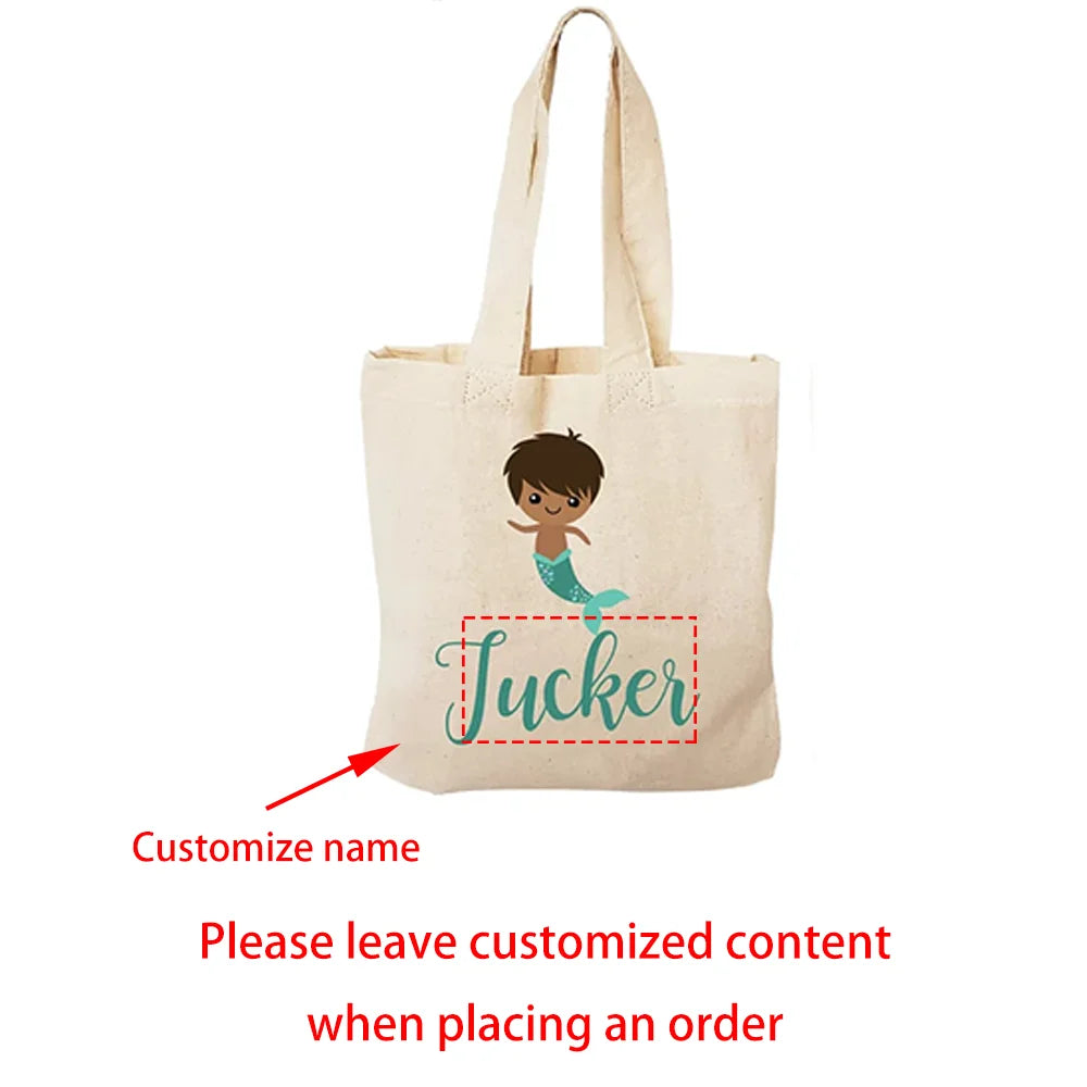 Custom Mermaid Canvas Tote Bags – Party Favors & Gift Bags
