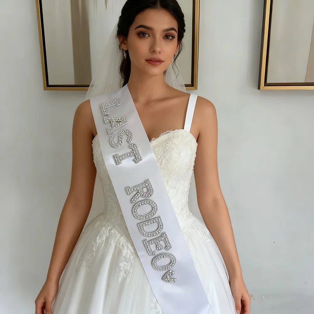 Bride Sash Pearl & Diamanté Sparkle Hen Party Bridal Shower Gift Bridal Party Sash Peaceful Pleasures Health and Wellness Last Rodeo 1pcs 9x150cm