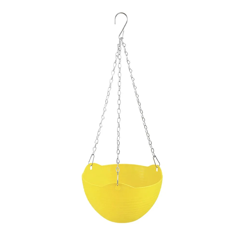 Durable Self-absorbing Hanging Basket Plastic Colorful Flower Pot Hanging Flower Pot Home Decor Peaceful Pleasures Health and Wellness Yellow