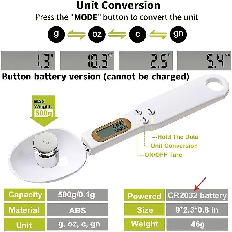 2-Pack Mini Digital Spoon Scale 0.1–500g | LCD Kitchen Scale