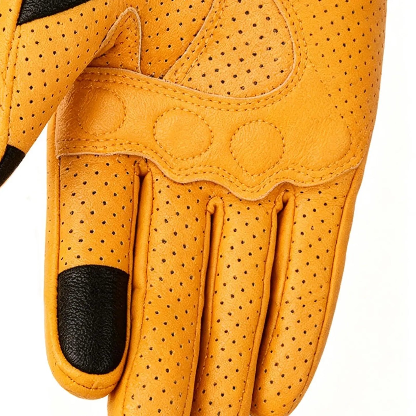 Yellow PU Leather Motorcycle Gloves – Breathable Racing Gloves