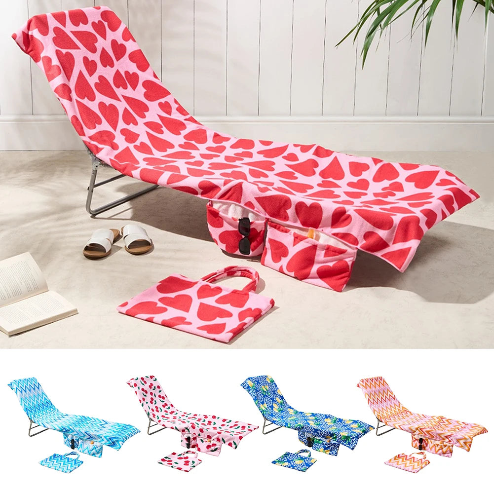 Lounge Chair Towel Cover,2-In-1 Beach Chair Cover Handbag,Super Absorbent And Soft Foldable Beach Chair Cover,for Beach/Hotels Peaceful Pleasures Health and Wellness