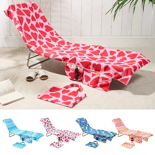 Lounge Chair Towel Cover,2-In-1 Beach Chair Cover Handbag,Super Absorbent And Soft Foldable Beach Chair Cover,for Beach/Hotels Peaceful Pleasures Health and Wellness