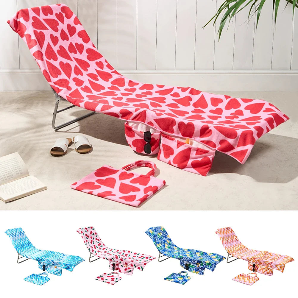 2-in-1 Beach Lounge Chair Cover & Tote Bag | Soft Microfiber