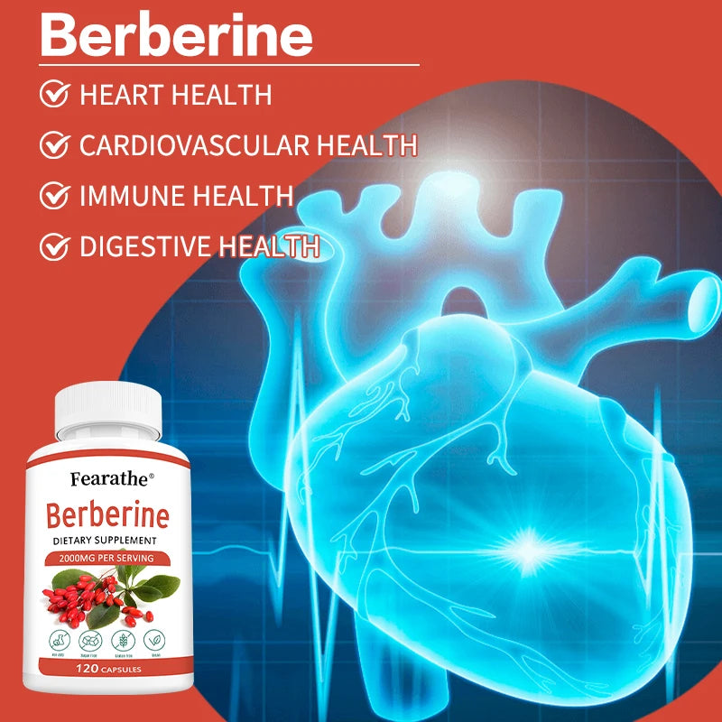 Berberine Capsules 2000mg - Cardiovascular and Digestive Health,Balance Liver Health Digestion,Non-GMO Peaceful Pleasures Health and Wellness