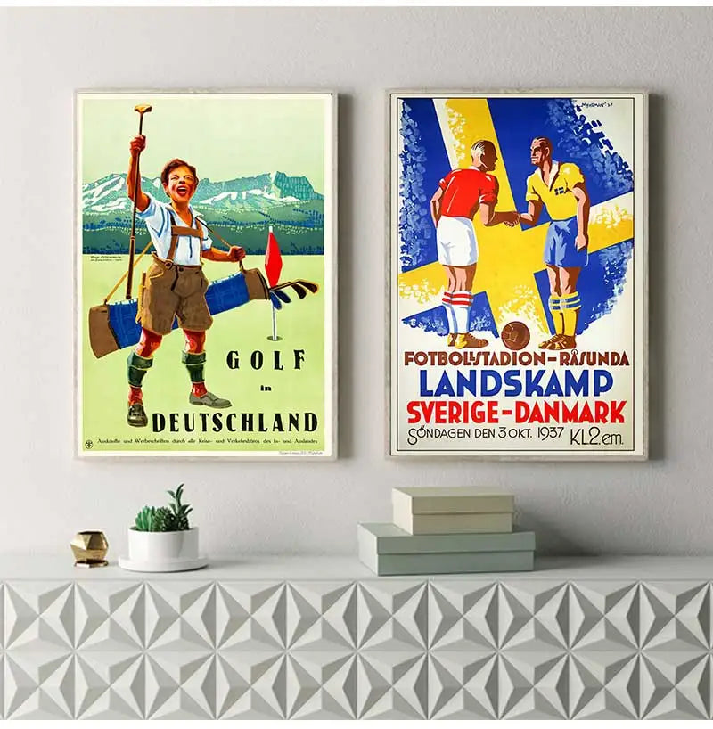 Retro Sports Poster Vintage Travel Wall Art Print Boxing Rugby Football Basketball Canvas Painting Pictures for Home Decoration Peaceful Pleasures Health and Wellness