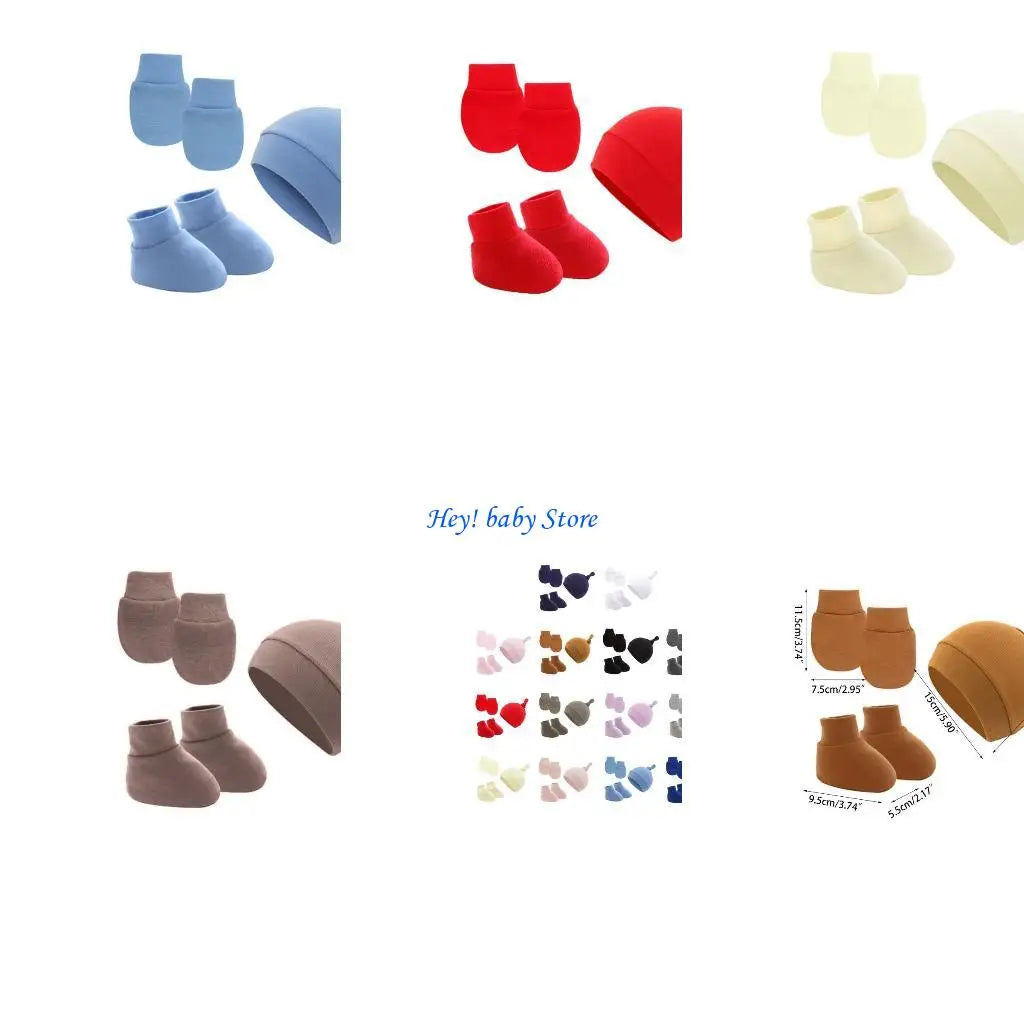 Newborn Baby Cotton Hat Mittens & Socks Set | 0-12 Months