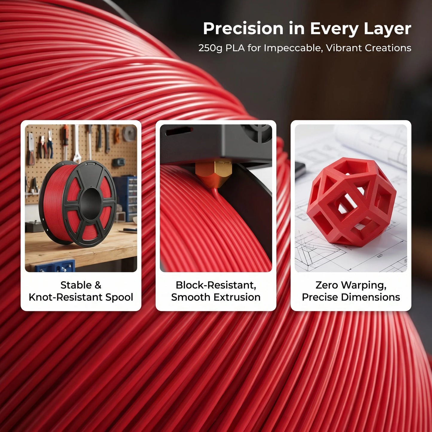 DINGSUN 3D PLA Filament 1.75mm 1KG Bundle – 4 Colors ±0.02mm