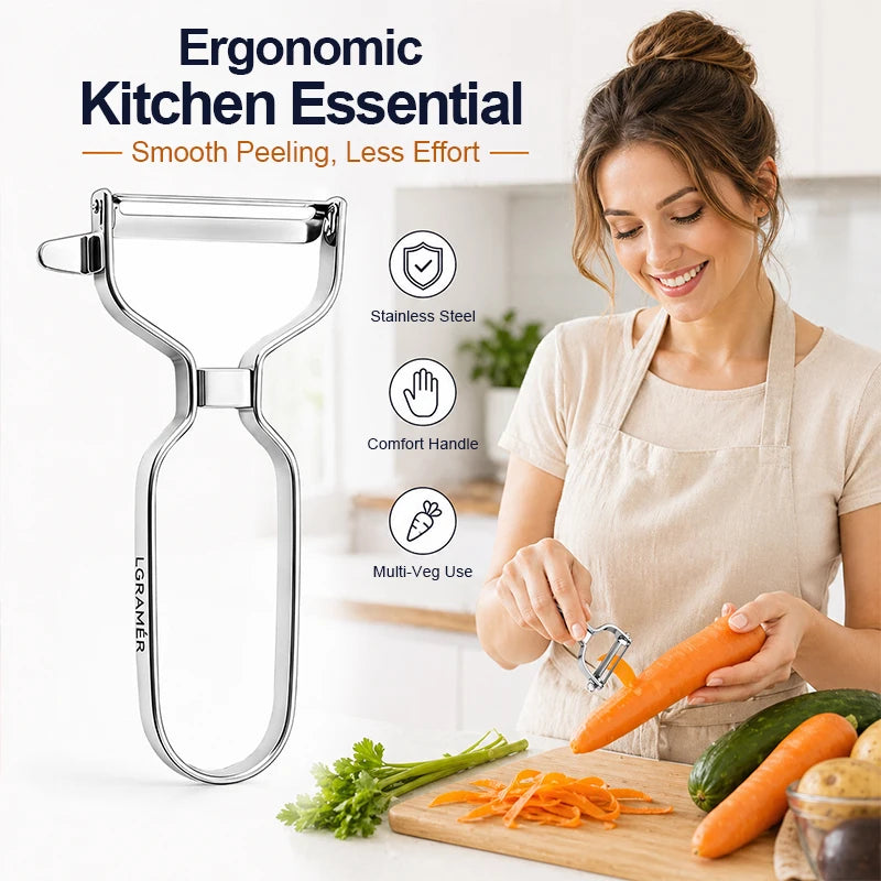 Professional Multi-Functional Y Stainless Steel Peeler, 90° Swivel Blade Vegetable Fruit Peeler for Kitchen, Easy to Clean Tools Peaceful Pleasures Health and Wellness