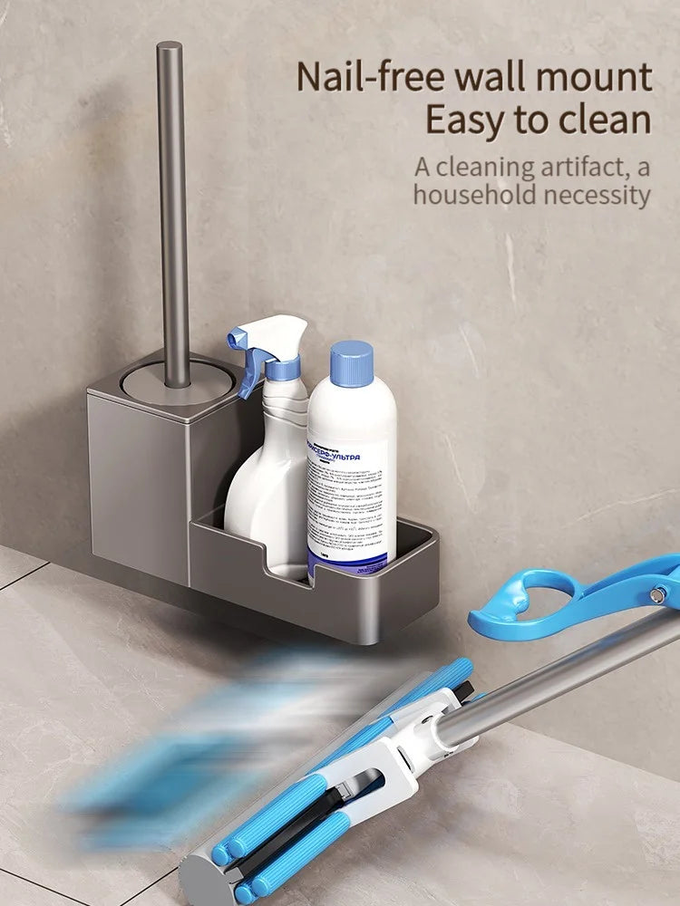 No-Drill Bathroom Toilet Shelf & Brush Holder | Aluminum