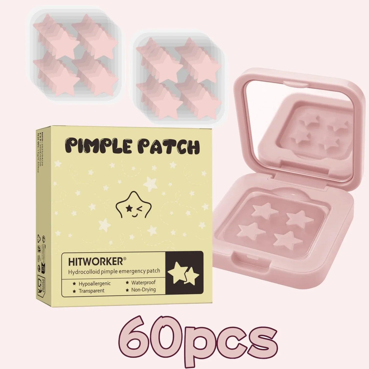 60-Piece Star Blemish Cover Patches + Makeup Mirror | Hydrogel