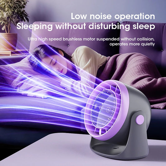 100 Speed Adjustable High Speed Turbine Desktop Wall Mounted Air Circulating Fan Rechargeable Digital Display Peaceful Pleasures Health and Wellness