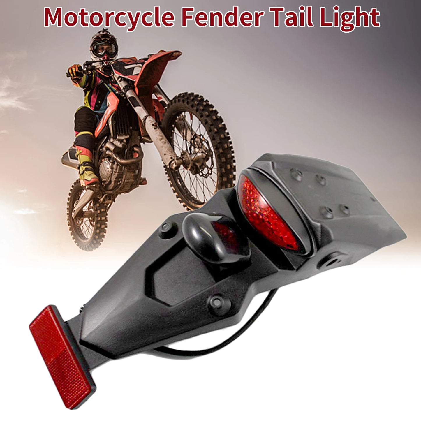 12V LED Motorcycle Fender Tail Light | Dirt Bike Brake Lamp