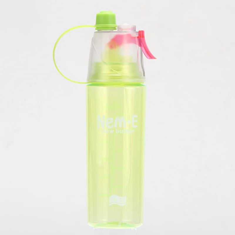 Sports Spray Water Cup Plastic Outdoor Water Bottle Cooling and Replenishing Water Bottle Creative Gift Spray Cup Peaceful Pleasures Health and Wellness Green