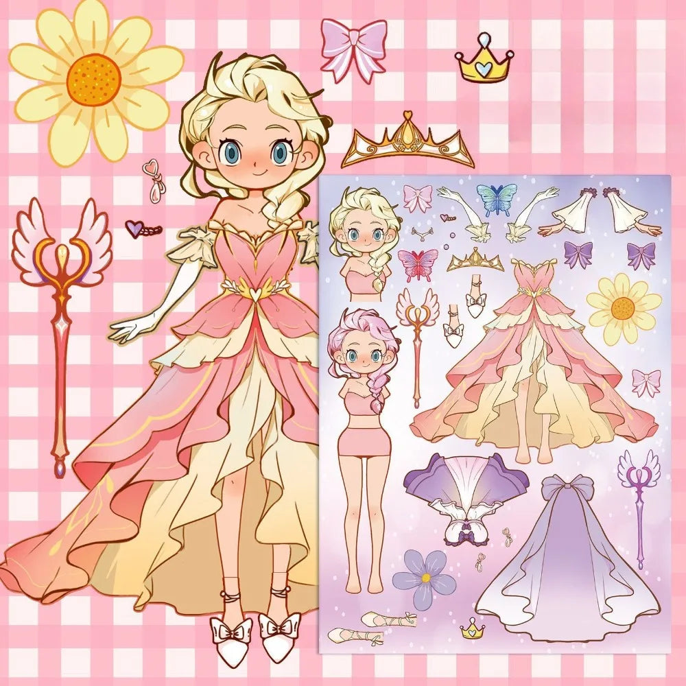 6-Pack Princess Face Swap DIY Dress-Up Waterproof Stickers for Kids