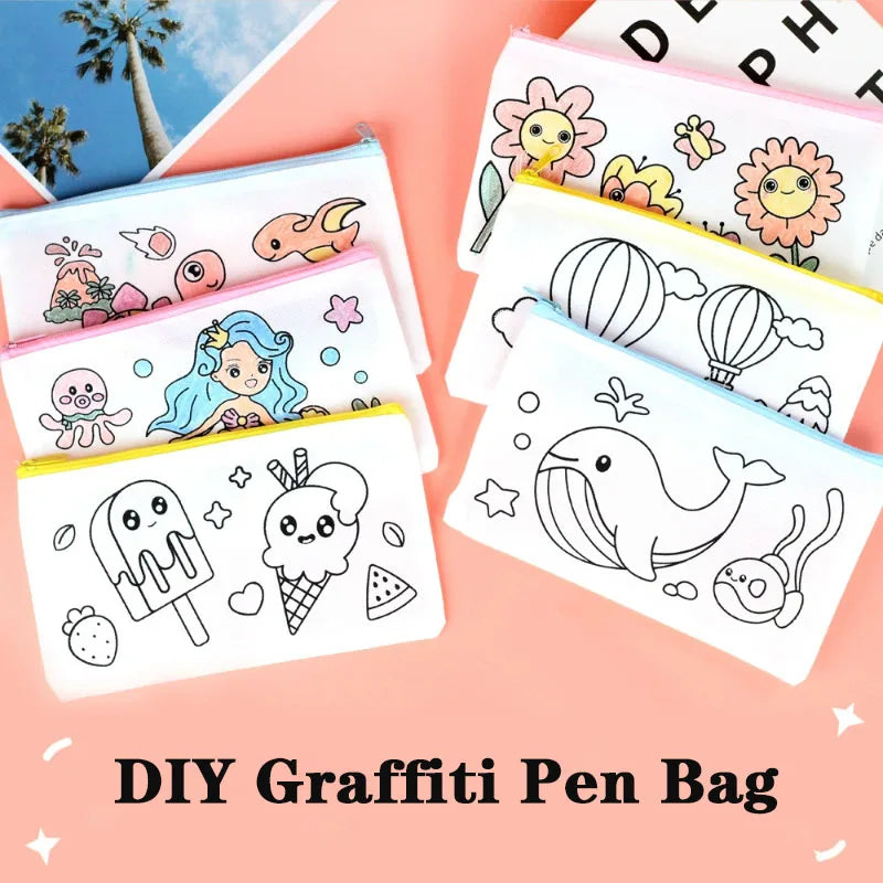 Non Woven Pen Bag DIY Coloring Stationery Kids Students Painting Toys