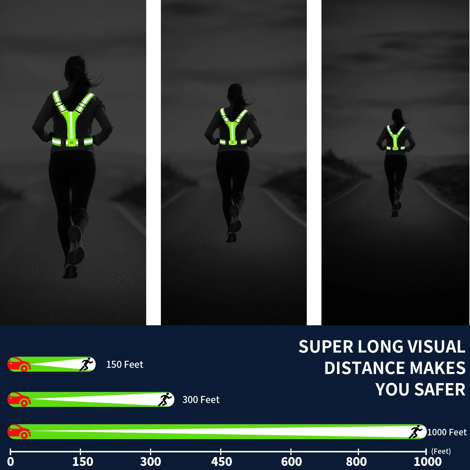 LED Reflective Vest Running Gear USB Rechargeable LED Light Up Vest High Visibility Running Lights for Jogging Running Walking Peaceful Pleasures Health and Wellness