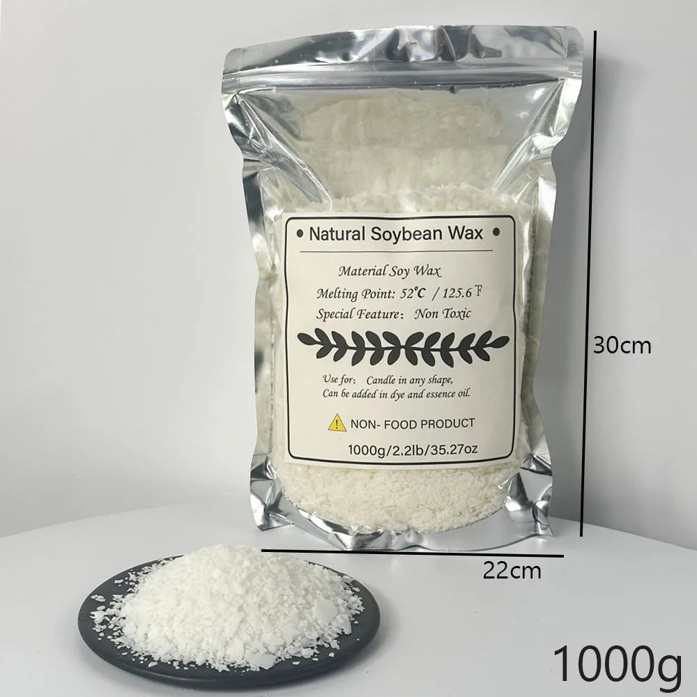 1kg Natural Soy Paraffin Wax, Premium DIY Candle Craft Material, Aromatherapy Pure Wax with Pigments for Handmade Candle Making Peaceful Pleasures Health and Wellness 125-1000g