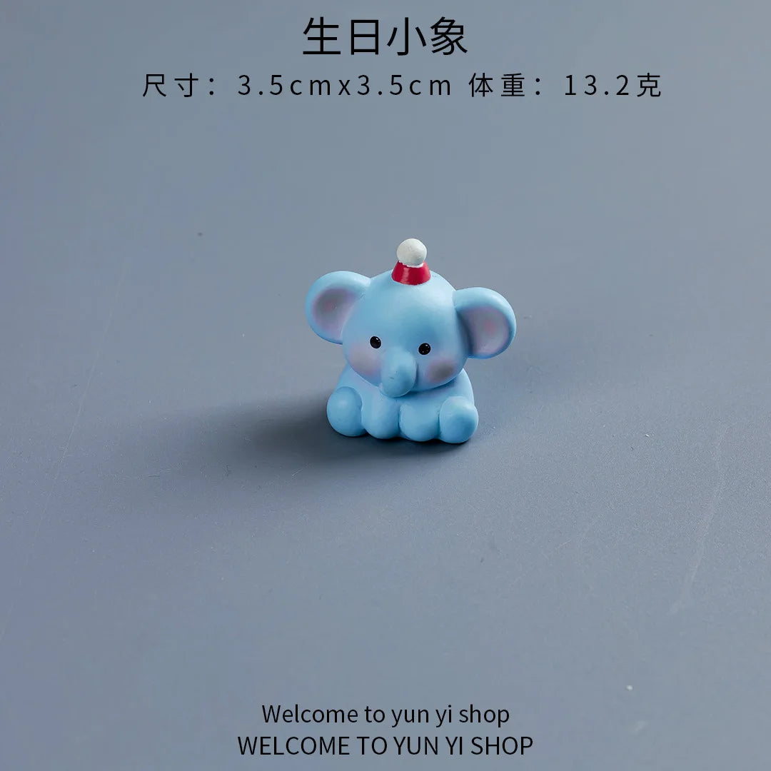 Cartoon Cute Blue Elephant Micro Landscape Desktop Decorative Ornaments Mini Elephant DIY Gadgets Decorative Figurines Decor Peaceful Pleasures Health and Wellness Birthday Elephant