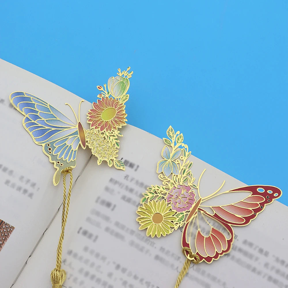 Chinese Butterfly Metal Bookmark Hollowed Out Antique Teacher's Day