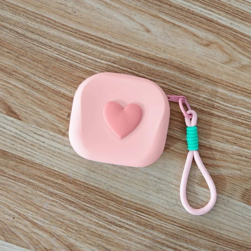 Heart Shaped Portable Silicone Makeup Bag for Women, Travel Waterproof Cosmetic Bag Gifts Zipper Closure Makeup Case with Handle Peaceful Pleasures Health and Wellness Pink
