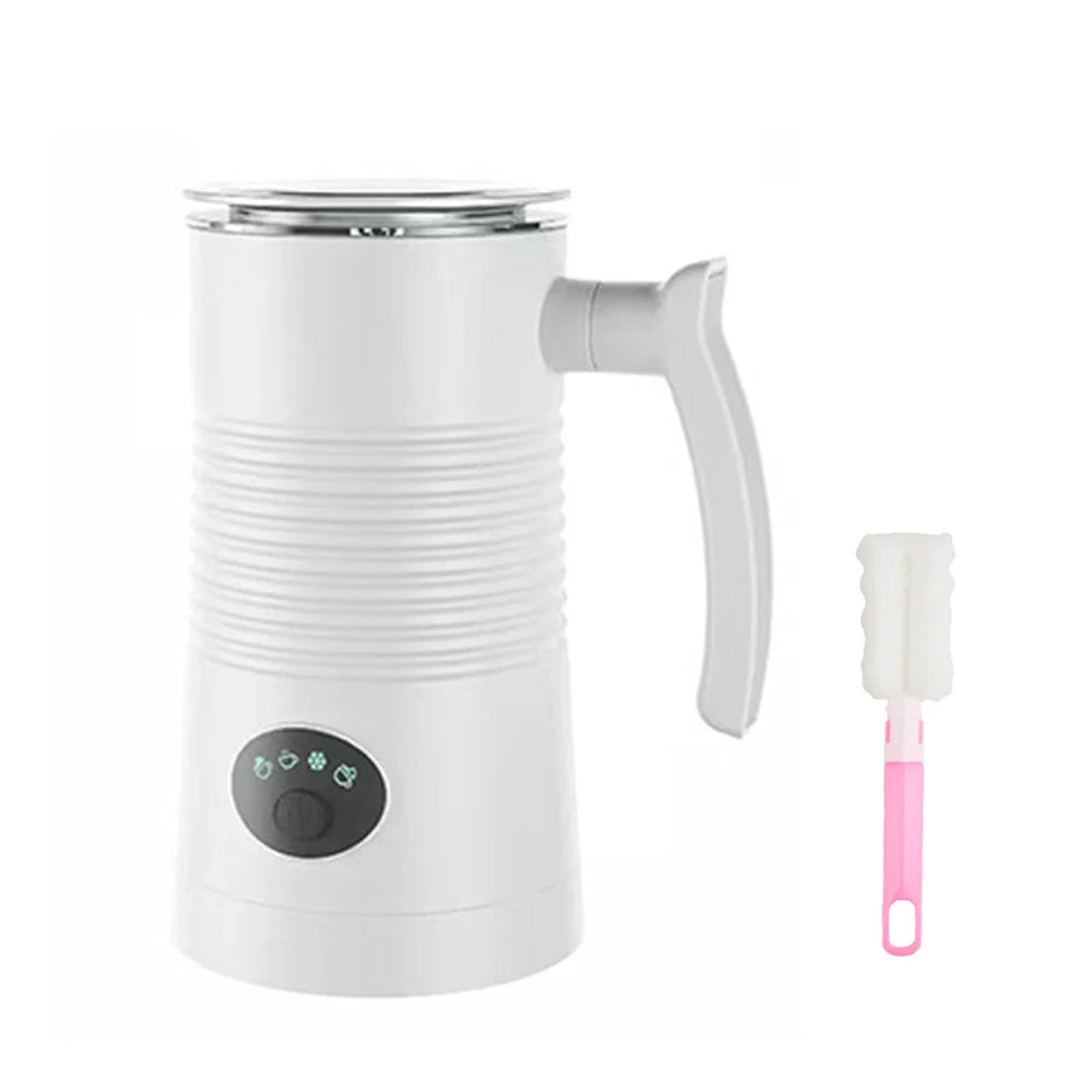 Electric Milk Frother Automatic Rotary Foamer for Coffee Cappuccino Latte 4 in 1 Hot and Cold Foam Maker Milk Frother Foamer Peaceful Pleasures Health and Wellness White EU