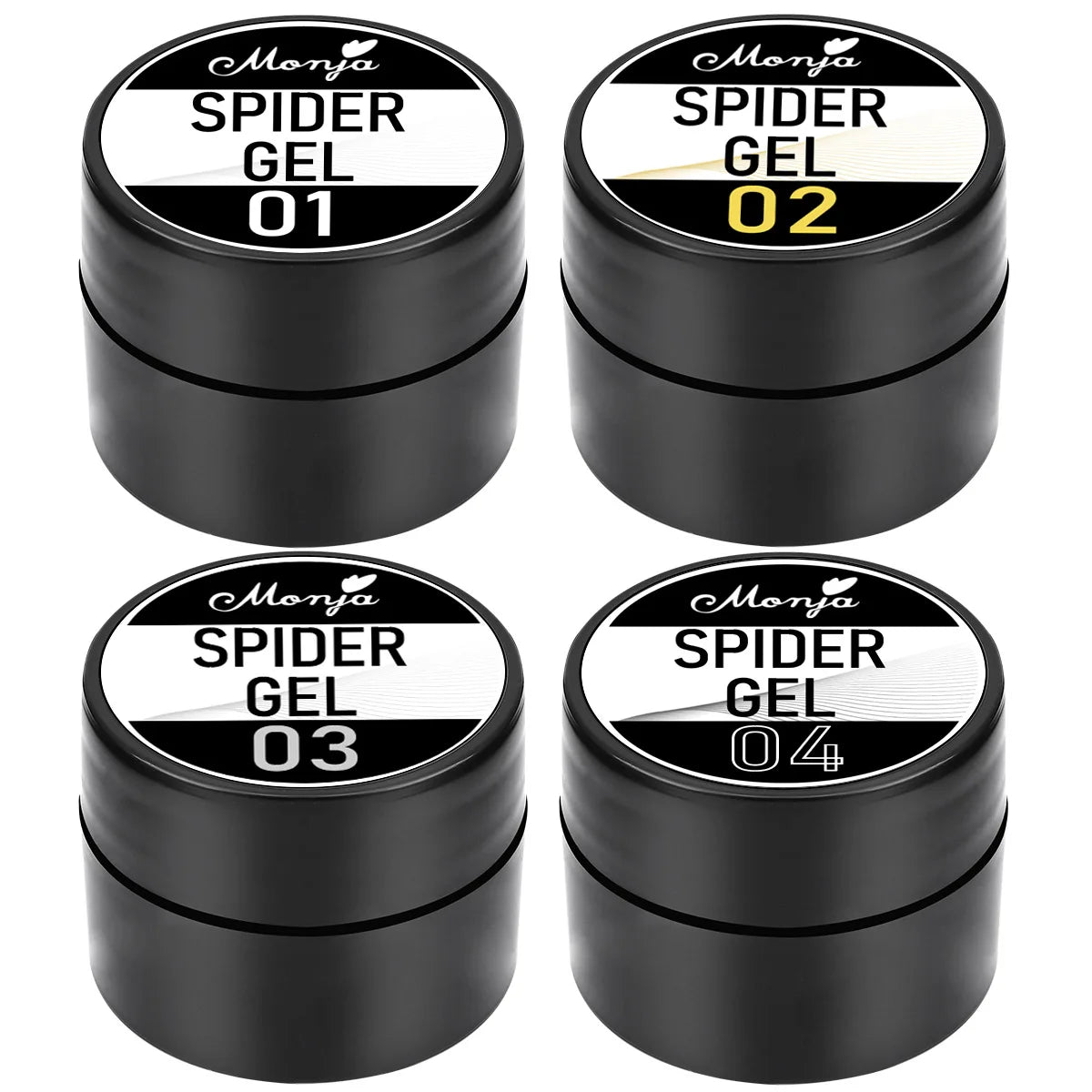 Nail Art Drawing Gel, Elastic Drawing Nail Polish Gel, Carving and Painting Line Drawing Gel, Black and White Peaceful Pleasures Health and Wellness 4Pcs Mix