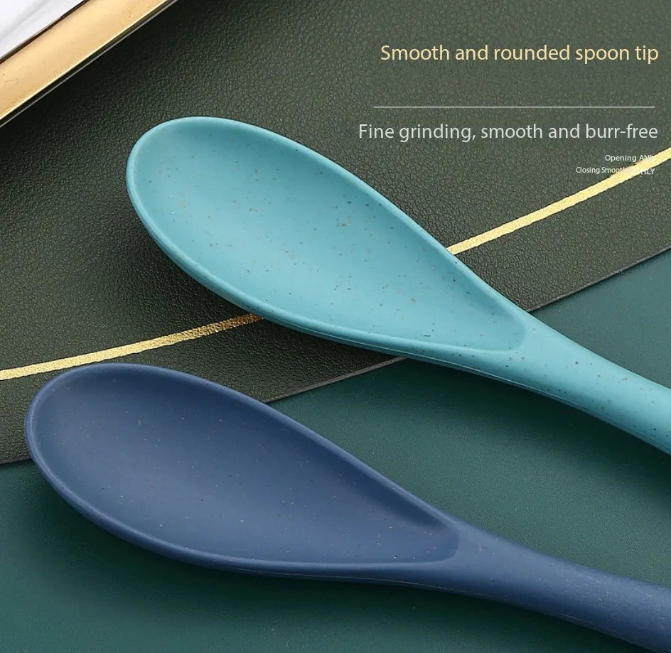 Wheat Straw Fork, Knife, Spoon Three-Piece Convenient Cutlery Set - Children's Tableware Gift Peaceful Pleasures Health and Wellness