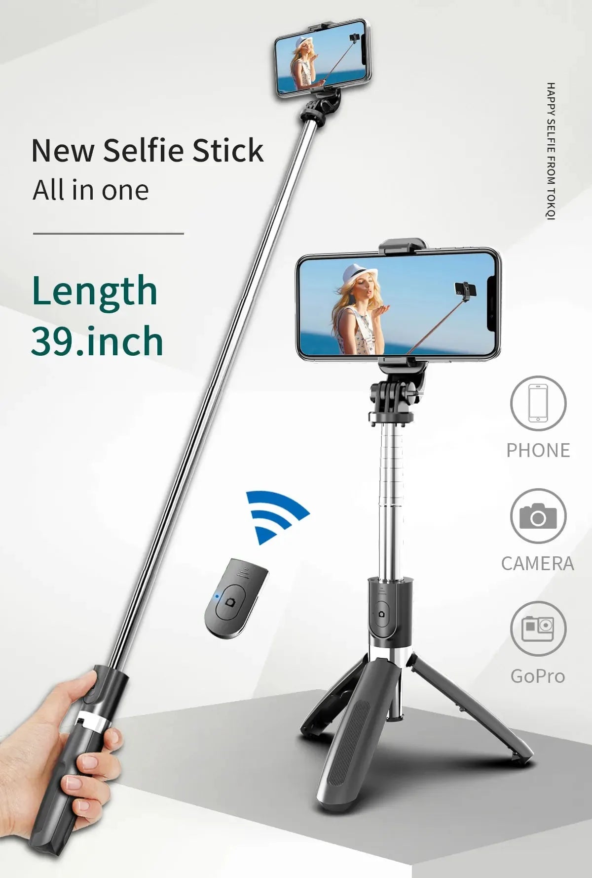 Bluetooth Selfie Stick Tripod Extendable Wireless Remote Control Portable Phone Stand for iPhone Android Vlogging Live Streaming Peaceful Pleasures Health and Wellness