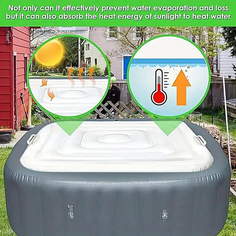 Hot Tub Cover Square Insulated Hot Tub Cover Inflatable Energy Saving Square Hot Tub Lid for hot tub cover protector Peaceful Pleasures Health and Wellness