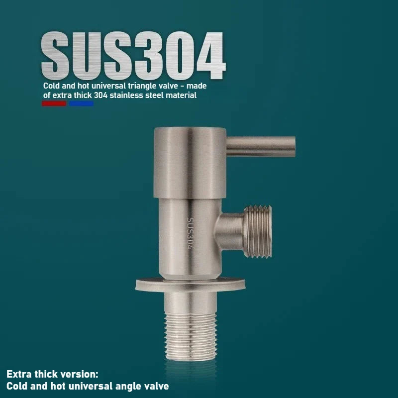 SUS304 Brushed Stainless Angle Valve G1/2" Hot & Cold Shut-Off