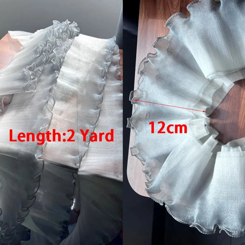 2-Yard Flounce Wave Lace Fabric – 12cm Gradient Mesh Organza
