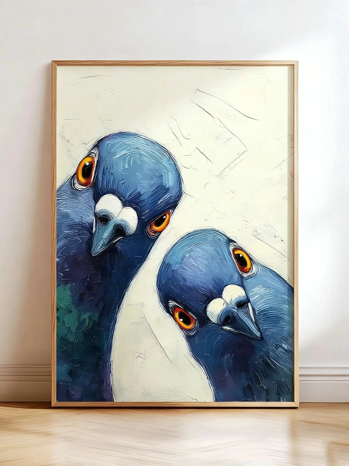 Whimsical Pigeons Art Print, Mid Century Retro Bird Poster, Funny Animal Wall Art, Quirky Home Decor for Kitchen or Living Room Peaceful Pleasures Health and Wellness TR261173 20x30cm Unframed