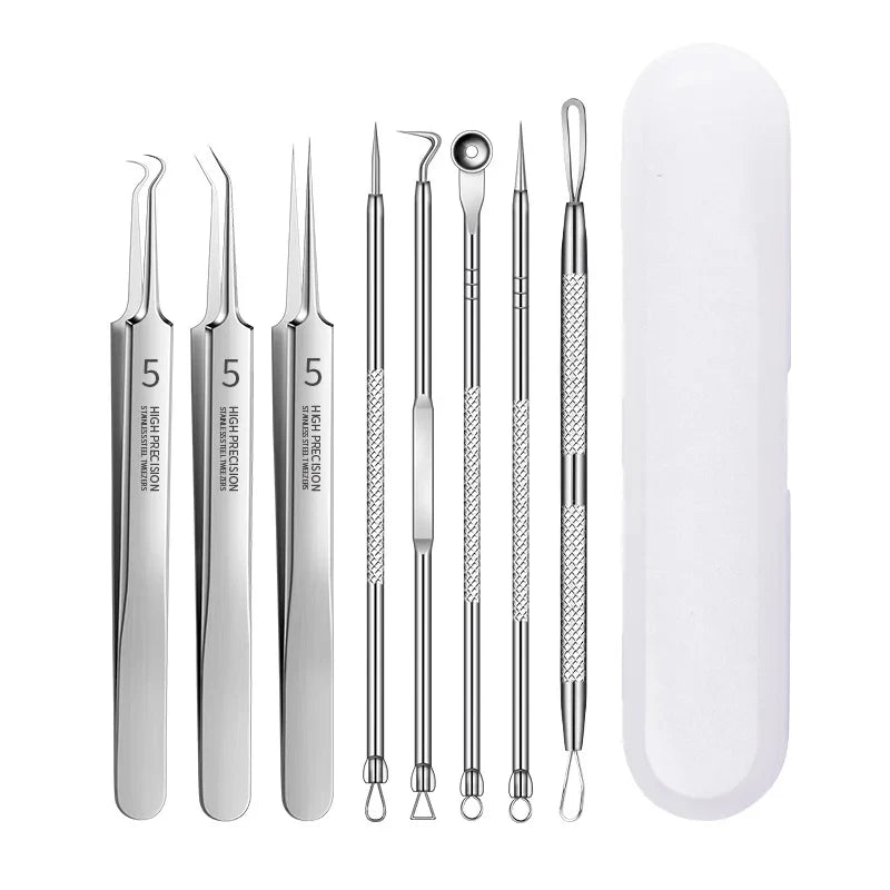 8-Pc Stainless Steel Blackhead Extractor & Blemish Tool Kit