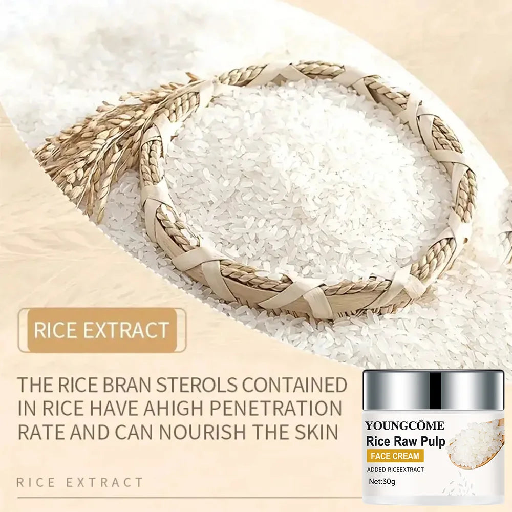 Rice Cream Promotes Elasticity Radiance MoisturizesNouriTheshes LocksMoisture Anti Aging Face Lifting Nourishing Repair Collagen Peaceful Pleasures Health and Wellness