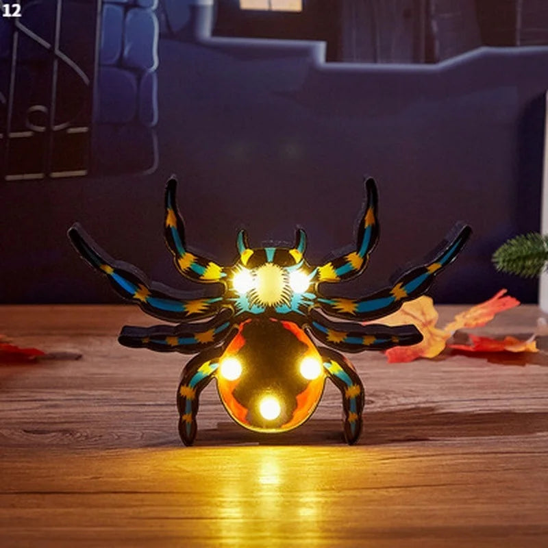 Halloween Pumpkin Ghost Bat Spider LED Night Light Horror Bar Home